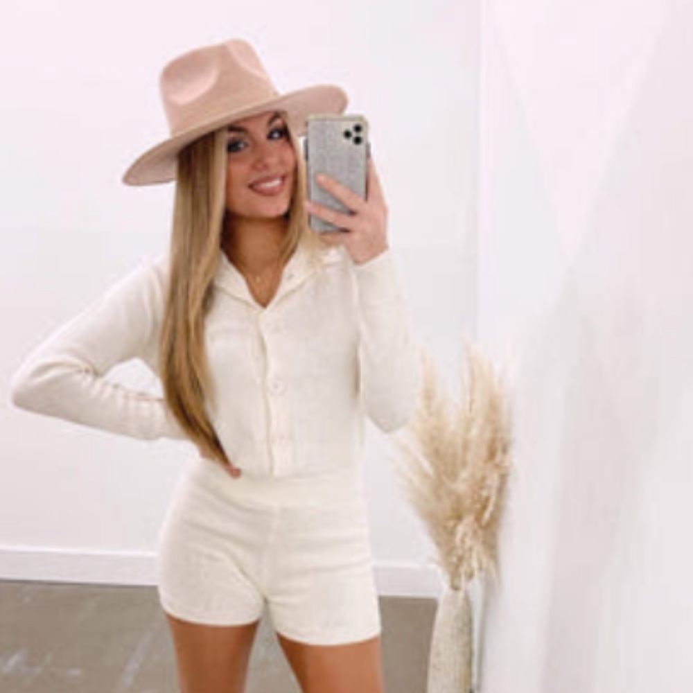 White Knit Sweater Romper